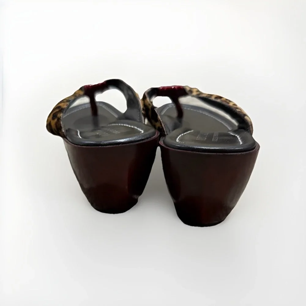 Donald J. Pliner Cortina Leopard Haircalf Wedge Sandals Italy 7.5
